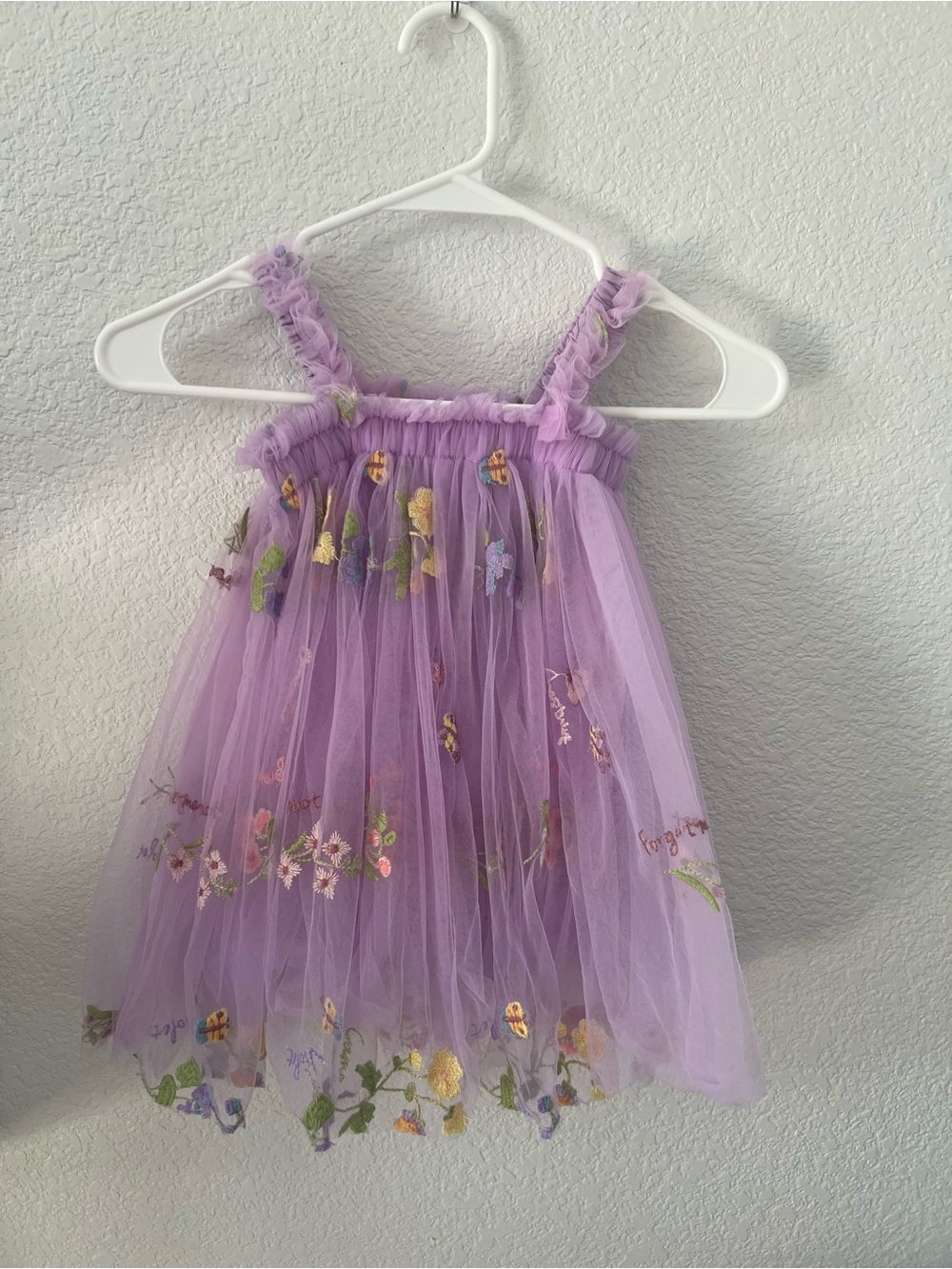 Lilac Tulle Floral Embroidered Girls Formal Dress